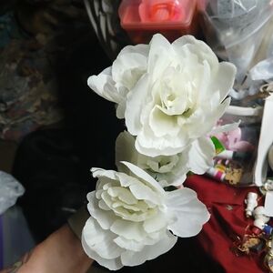 Elegant White Faux Peony Stem -